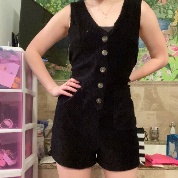 BLACK CORDUROY ROMPER - Picture 2 of 4